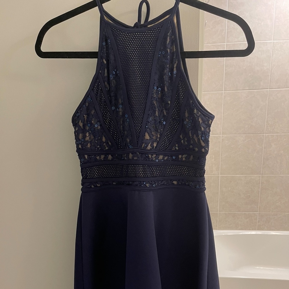 Francesca’s Blue Lace and Sequin Dress